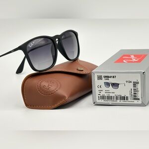 Ray-Ban Chris Polarized Sunglasses RB4187 Black 622/8G Black Frame